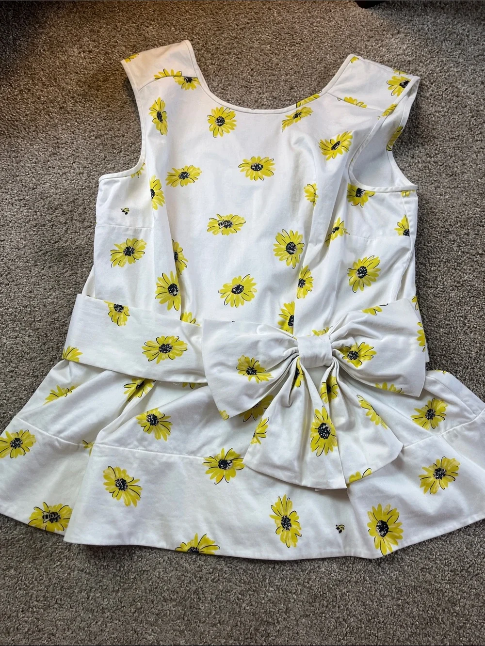 🌻🌻🌻Kate Spade Cotton Sateen Poplin Big Bow Sunflower Blouse sz8 EUC